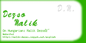 dezso malik business card